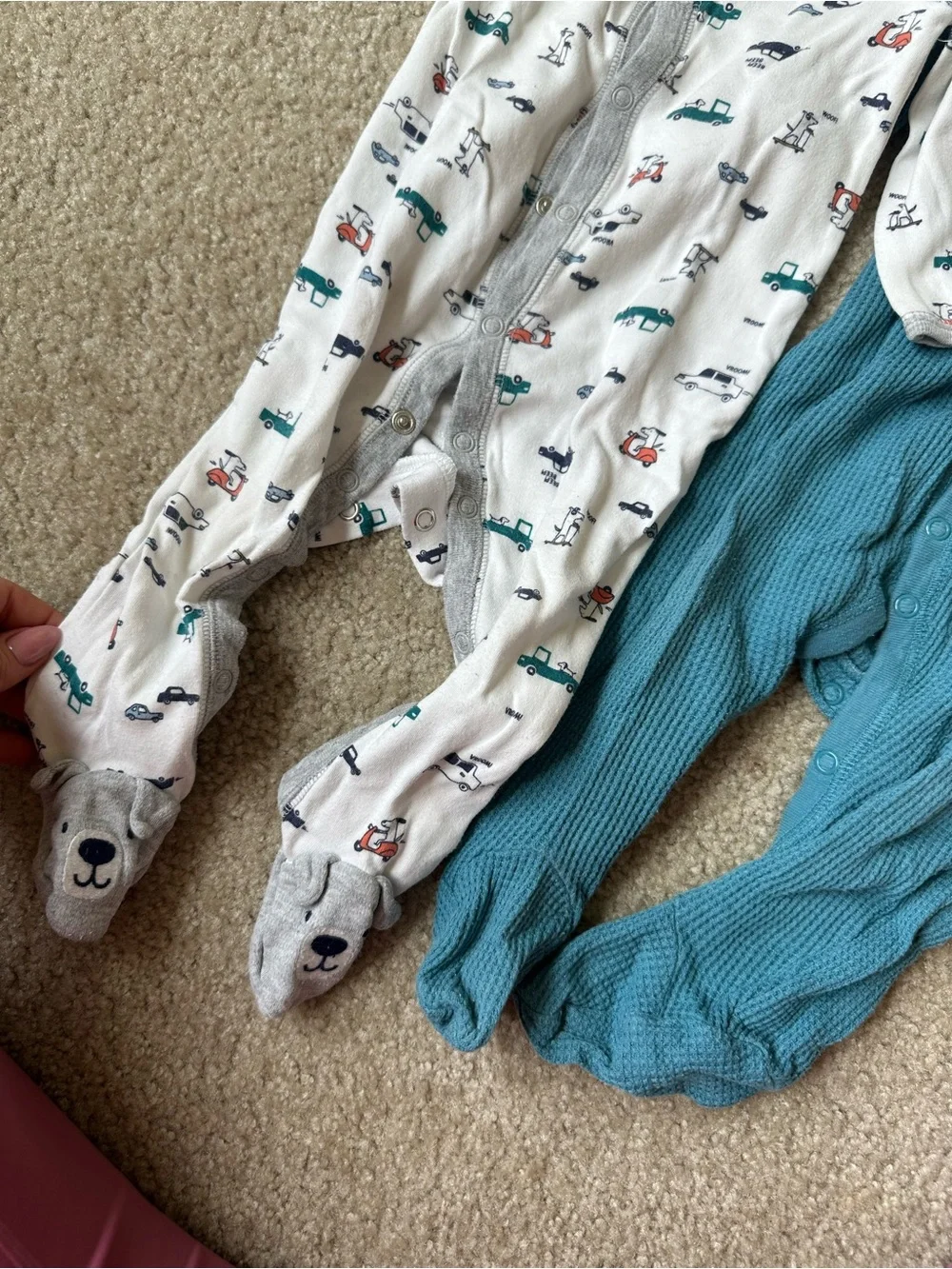 Carter’s Baby Boy 2-Piece Footed Pajama Sleeper Bundle Teal Cars Size 9M